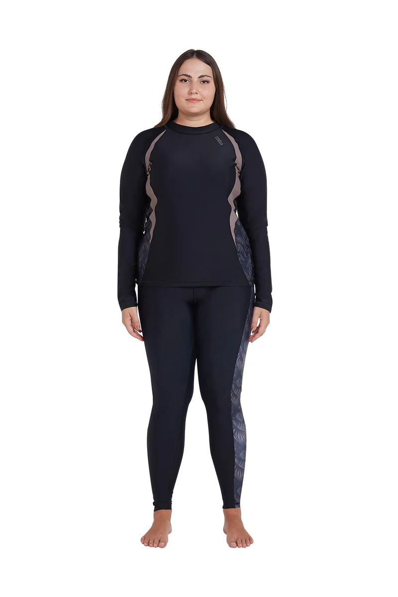 COEGA SUNWEAR  COEGA  Ladies Ladies Rashguard Long Sleeve - Nero Silver Tropical for Women | Best Price UAE